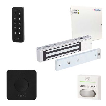 Nuki afstandsbediening en opener met kleefmagneet, drukknop, voeding en netvoedingskabel