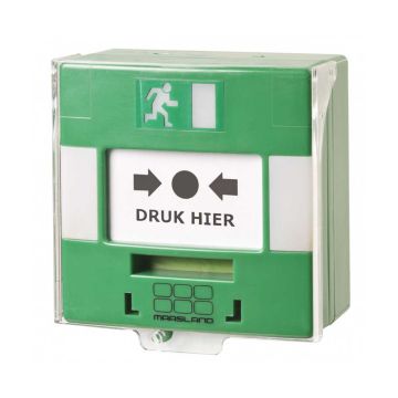 Groene handmelder met LED en buzzer Groene handmelder met LED en buzzer