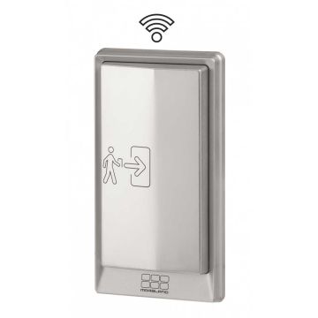 Elleboogschakelaar draadloos zilver uitvoering met rvs aanraakplaat, voorzien van een ingebouwde zender