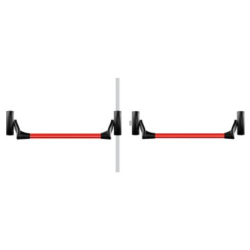 Paniekbalk voor dubbele deuren opbouw uitvoering