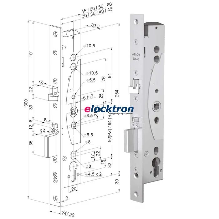 Maatvoering Solenoidslot EL 460