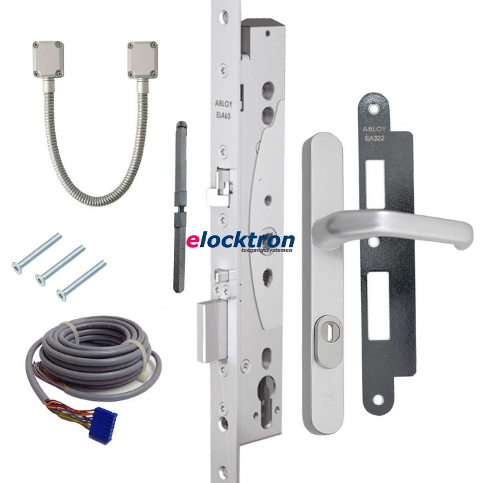Solenoidslot EL460 set inclusief veiligheidsbeslag, sluitplaat, kabel, kabelovergang, krukstift en bevestiging