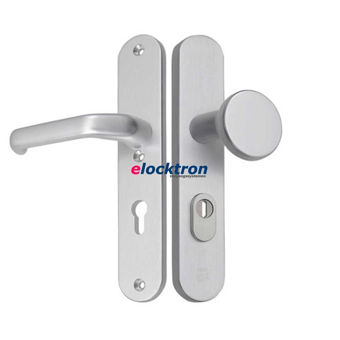 M line deurbeslag breed afgerond met cilinderbeveiliging knop-kruk