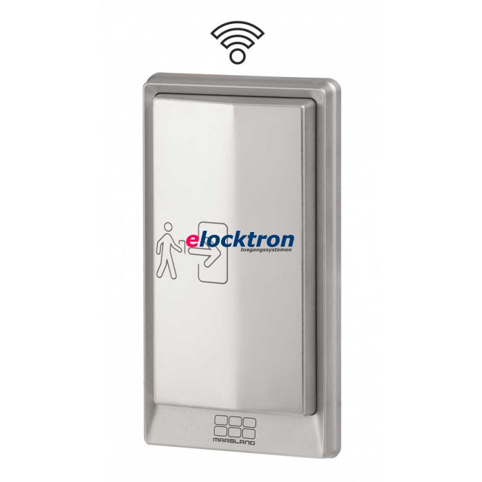 Elleboogschakelaar draadloos zilver uitvoering met rvs aanraakplaat, voorzien van een ingebouwde zender