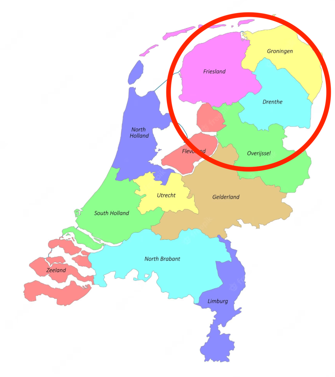 Werkgebied kaart Noord- Nederland
